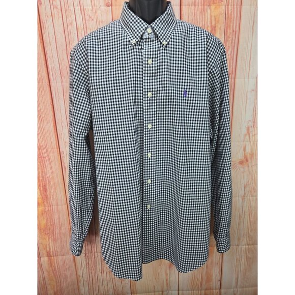 Ralph Lauren Mens Classic Fit Black & White Gingham Button-Down Shirt XL - Picture 1 of 8